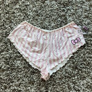 Hello Kitty Pink and White Striped Lounge Shorts